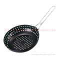 Non-Stick Round Grilling Wok with Folding Handle